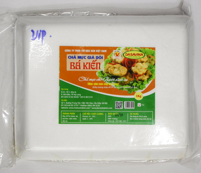 Chả mực Bá Kiến được đóng gói, hút chân không cẩn thận